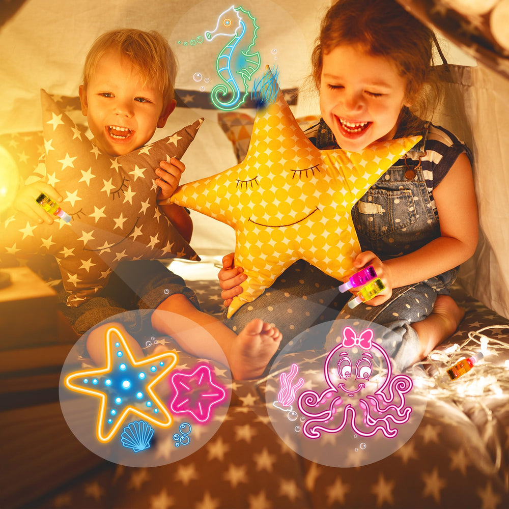 POPOOO Undersea finger lights highlight turtle designs for kid-friendly party favors.