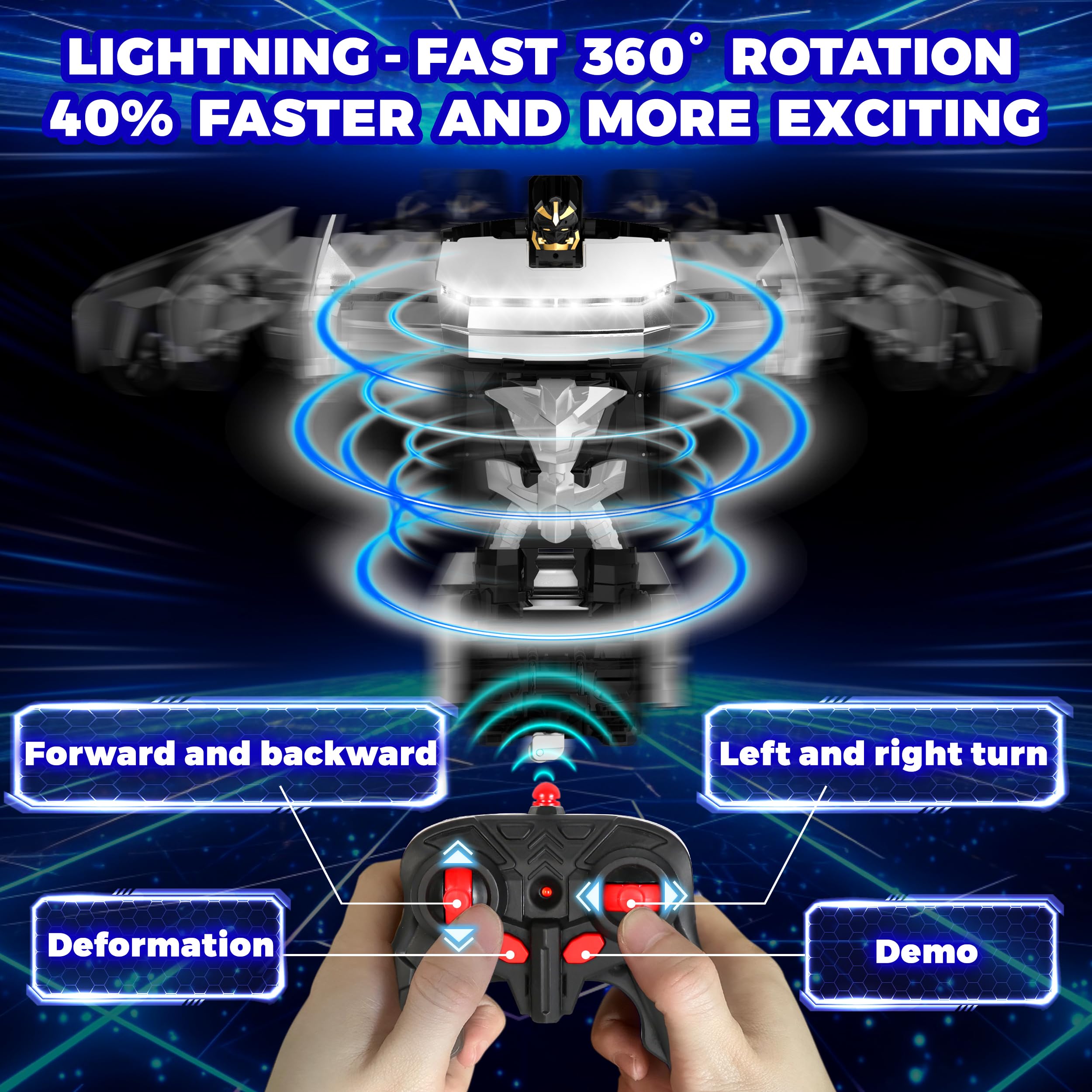 POPPLAYING Transform RC Cyber Pickup Truck with LED lights for night fun