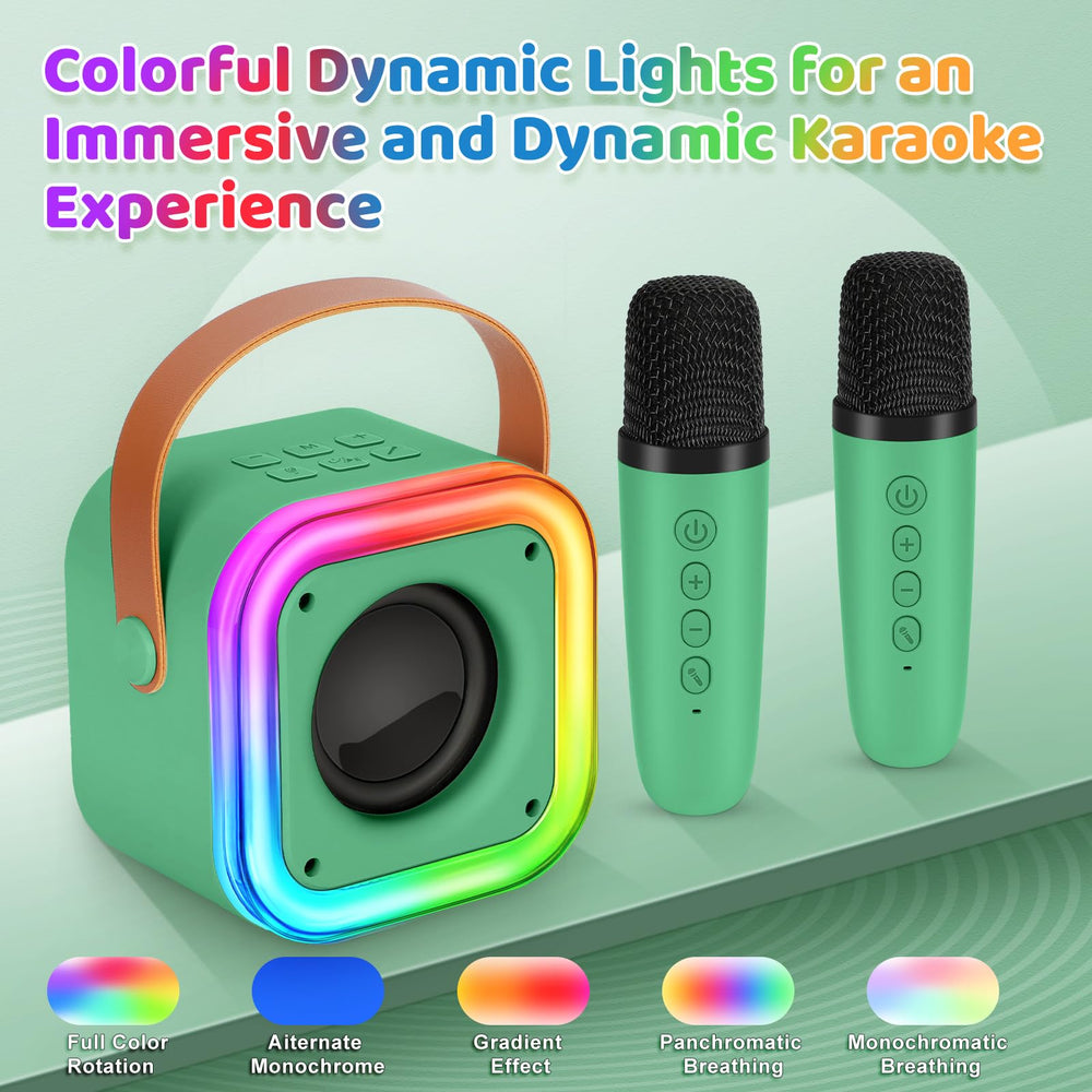 Poptrend mini karaoke machine dark green LED lights sync with music