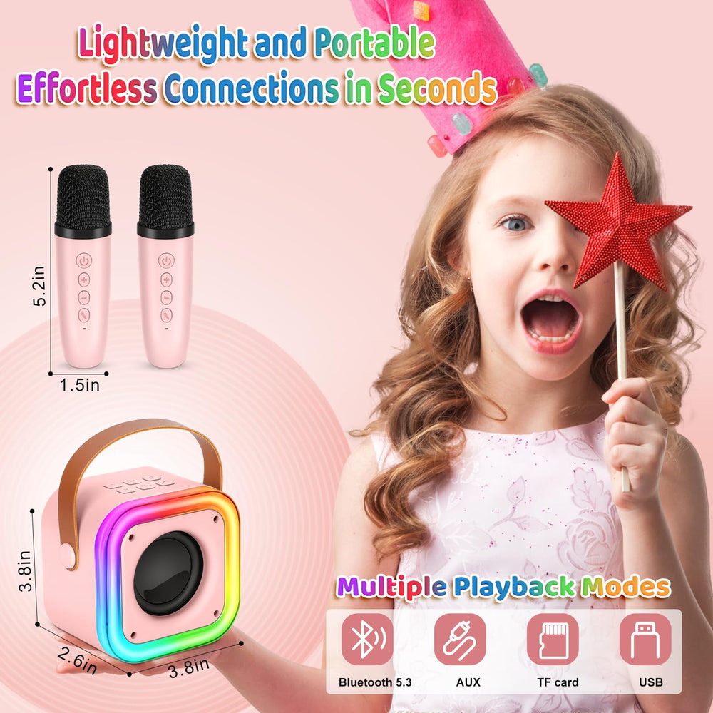 Poptrend pink microphones for duet singing and shared play.