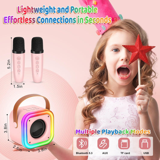 Poptrend pink microphones for duet singing and shared play.