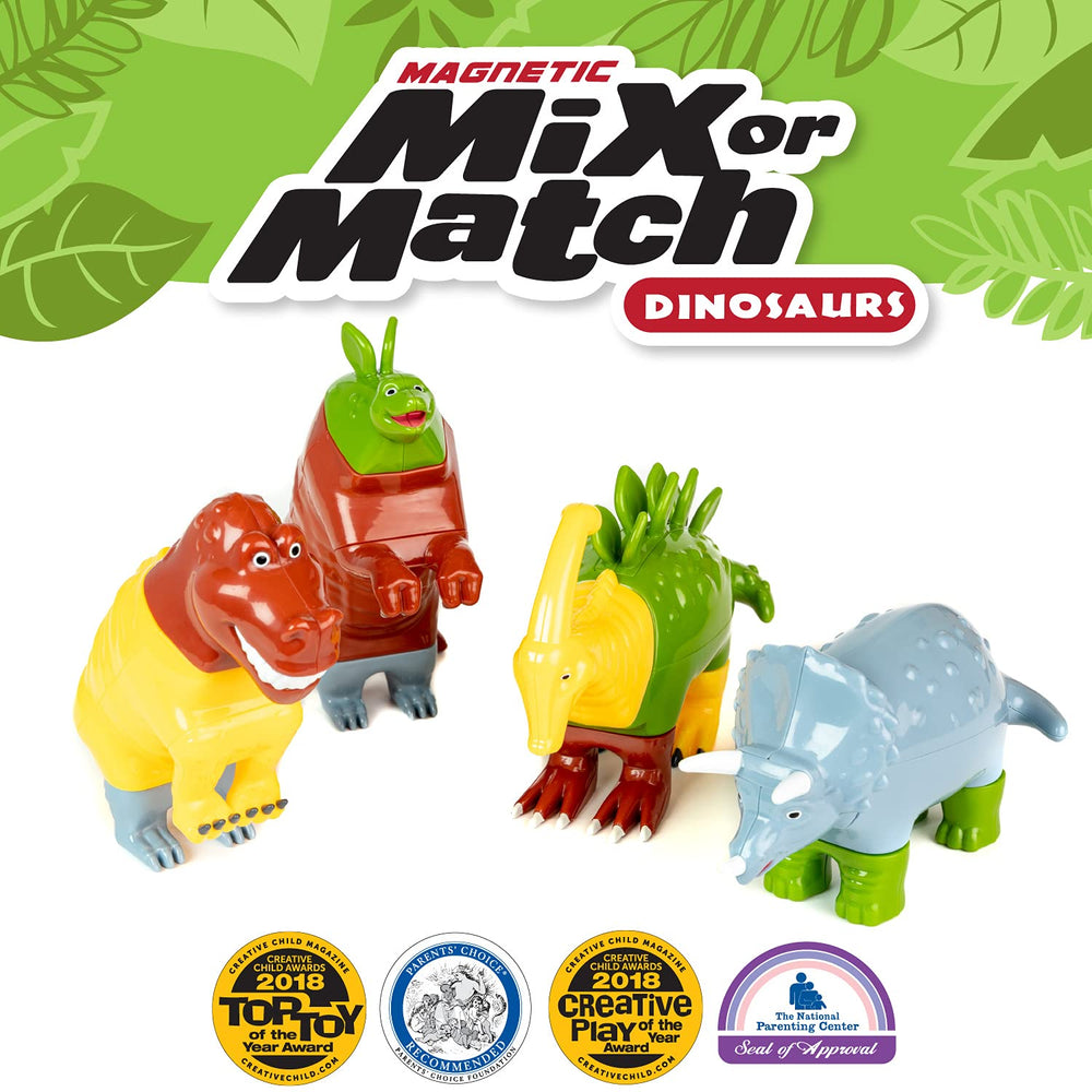 Popular Playthings color-coded dinosaur pieces ready to snap together for creative play.