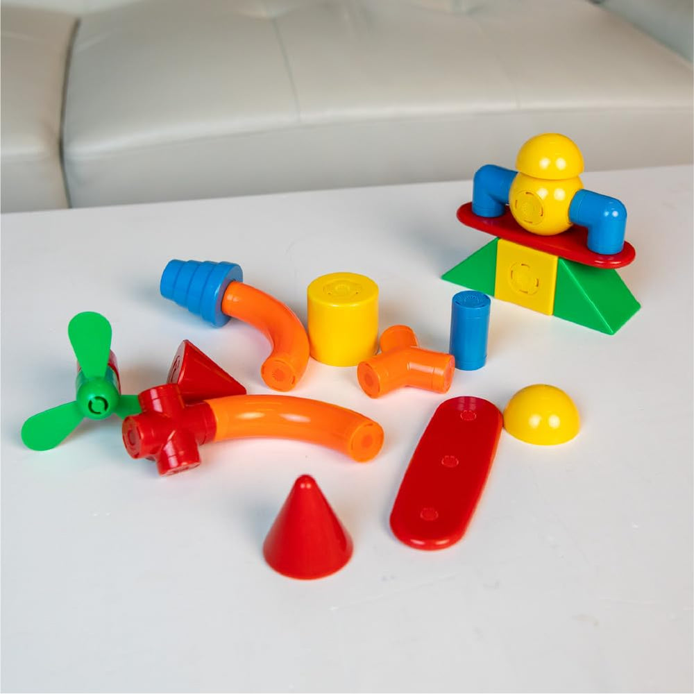 POPULAR PLAYTHINGS Mag Builder models show 20 plus build ideas included