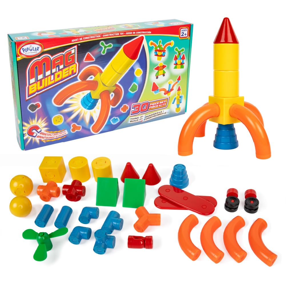 POPULAR PLAYTHINGS Mag Builder pipes connect magnetically for imaginative builds