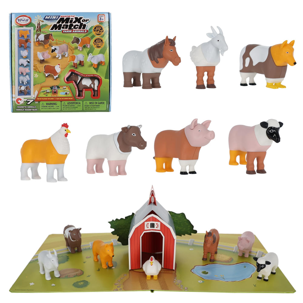 Popular Playthings Magnetic Animals horse piece on barnyard mat for imaginative play