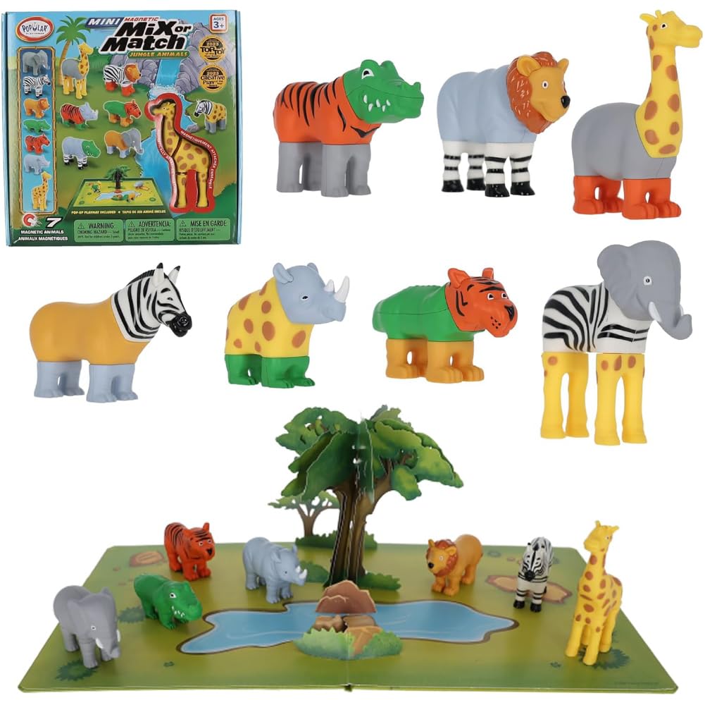 Popular Playthings Magnetic Animals: lion and crocodile figures for imaginative jungle play.