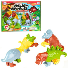 Popular Playthings magnetic dinosaurs set in hand with colorful interlocking pieces.