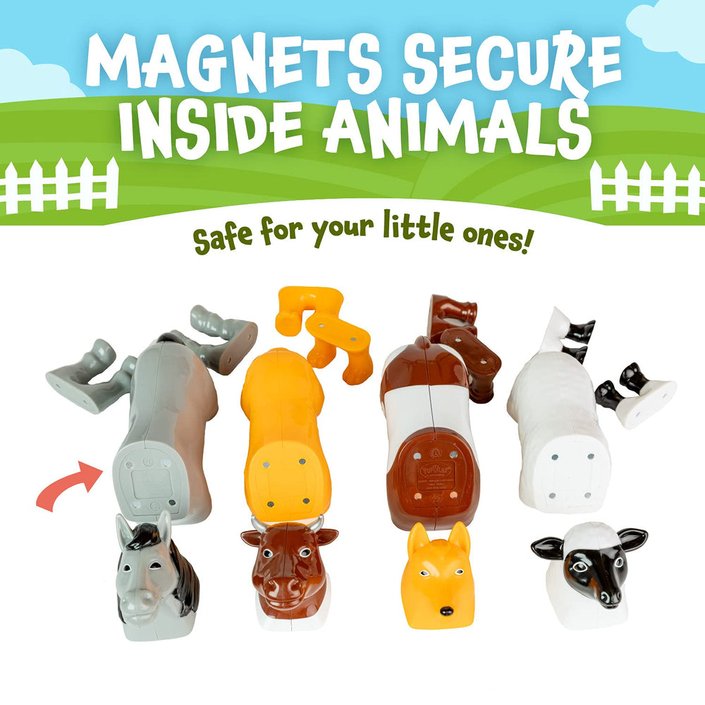 Popular Playthings magnetic farm animals: safe magnets prevent snagging during play.