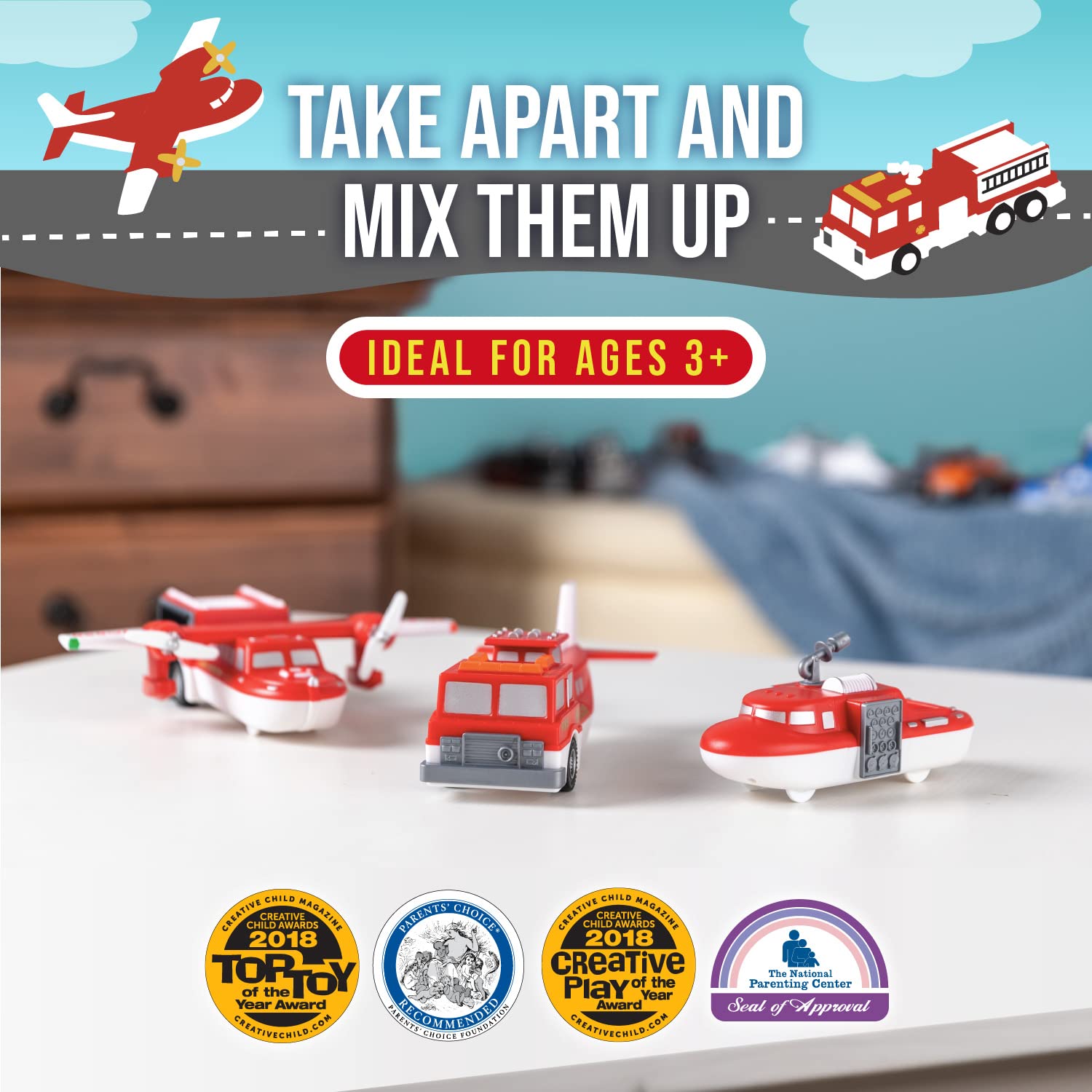 Popular PLAYTHINGS Magnetic Mix or Match helicopter shows modular design for imaginative play.