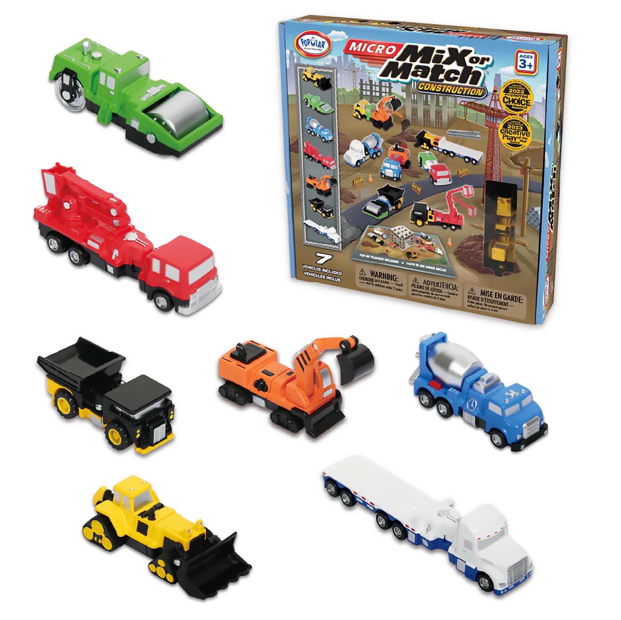 Popular Playthings magnetic vehicles clip system for easy assembly and imaginative play.