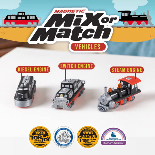 Popular Playthings Mix and Match Train enables endless vehicle combinations.