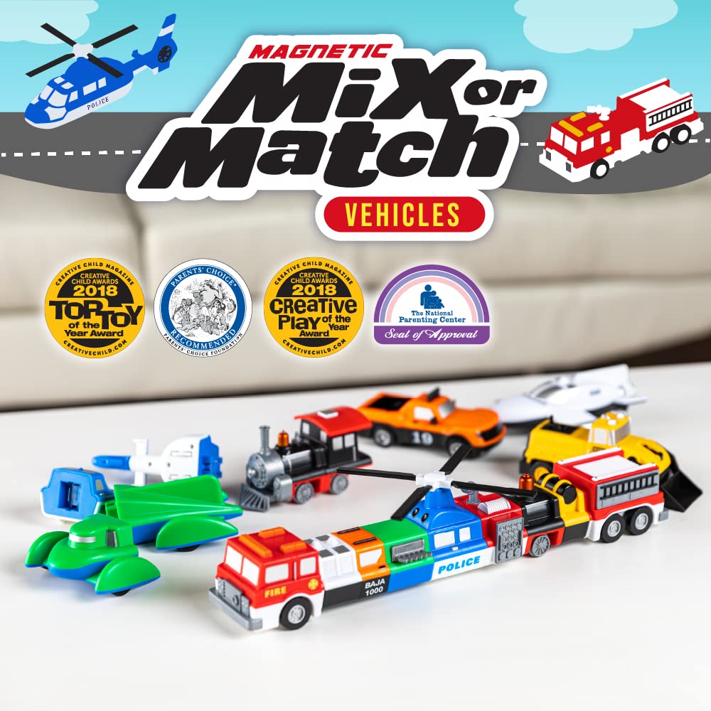 POPULAR PLAYTHINGS Mix or Match Vehicles helicopter components in orange for quick assembly