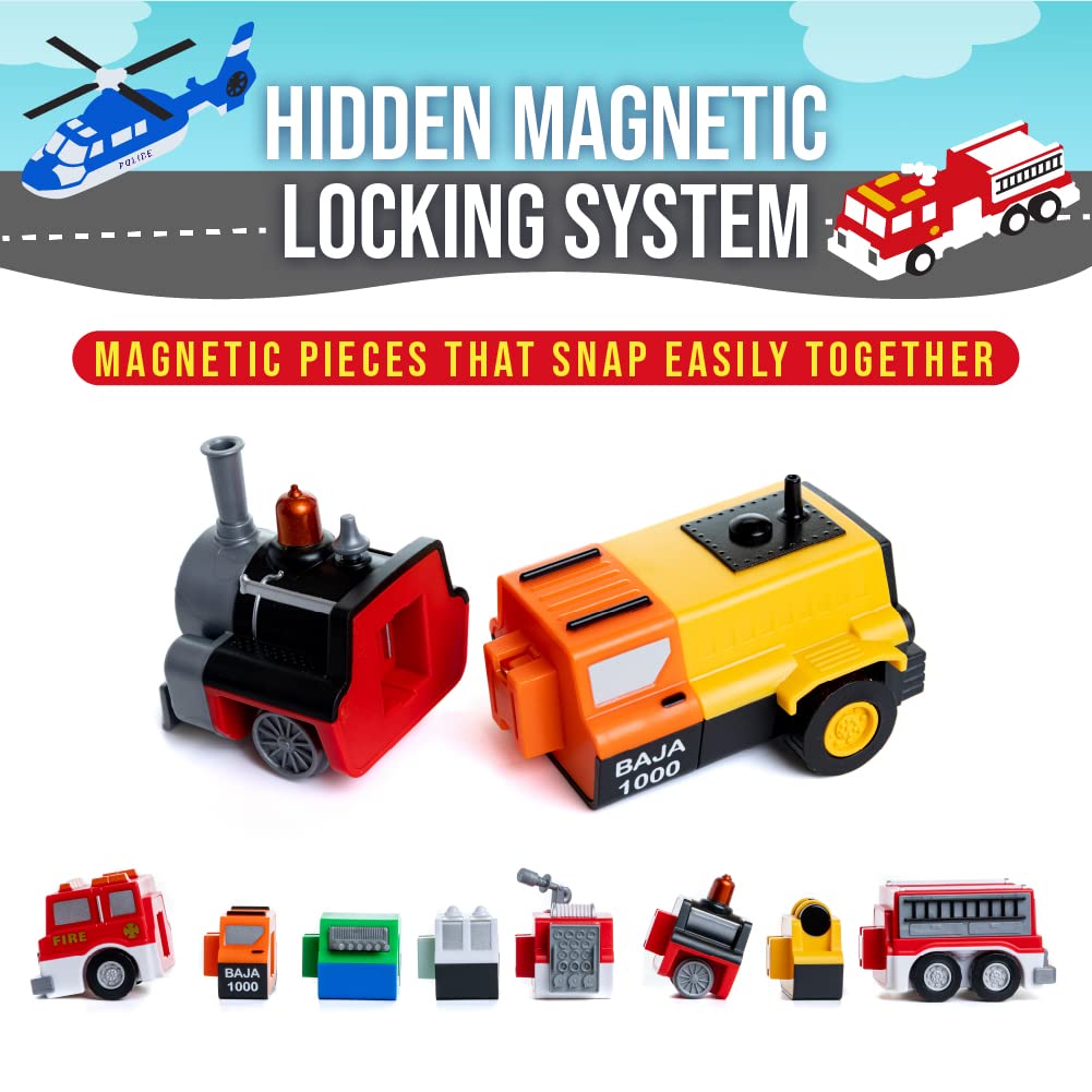 POPULAR PLAYTHINGS Mix or Match Vehicles race team pieces spark imaginative storytelling