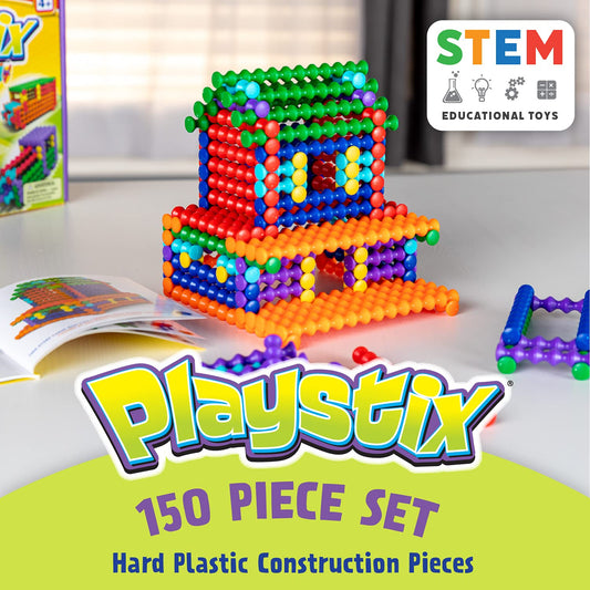 Popular Playthings Playstix interlocking grooves enable sturdy constructions.