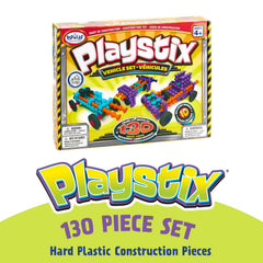Popular Playthings Playstix Vehicles Set parts laid out with color coding for building