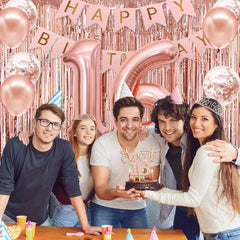 PopularLdo rose gold 16 balloon enhances cake decoration and party styling.