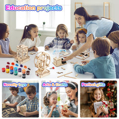 Poraxy assembly in action shows kids building and rotating parts.