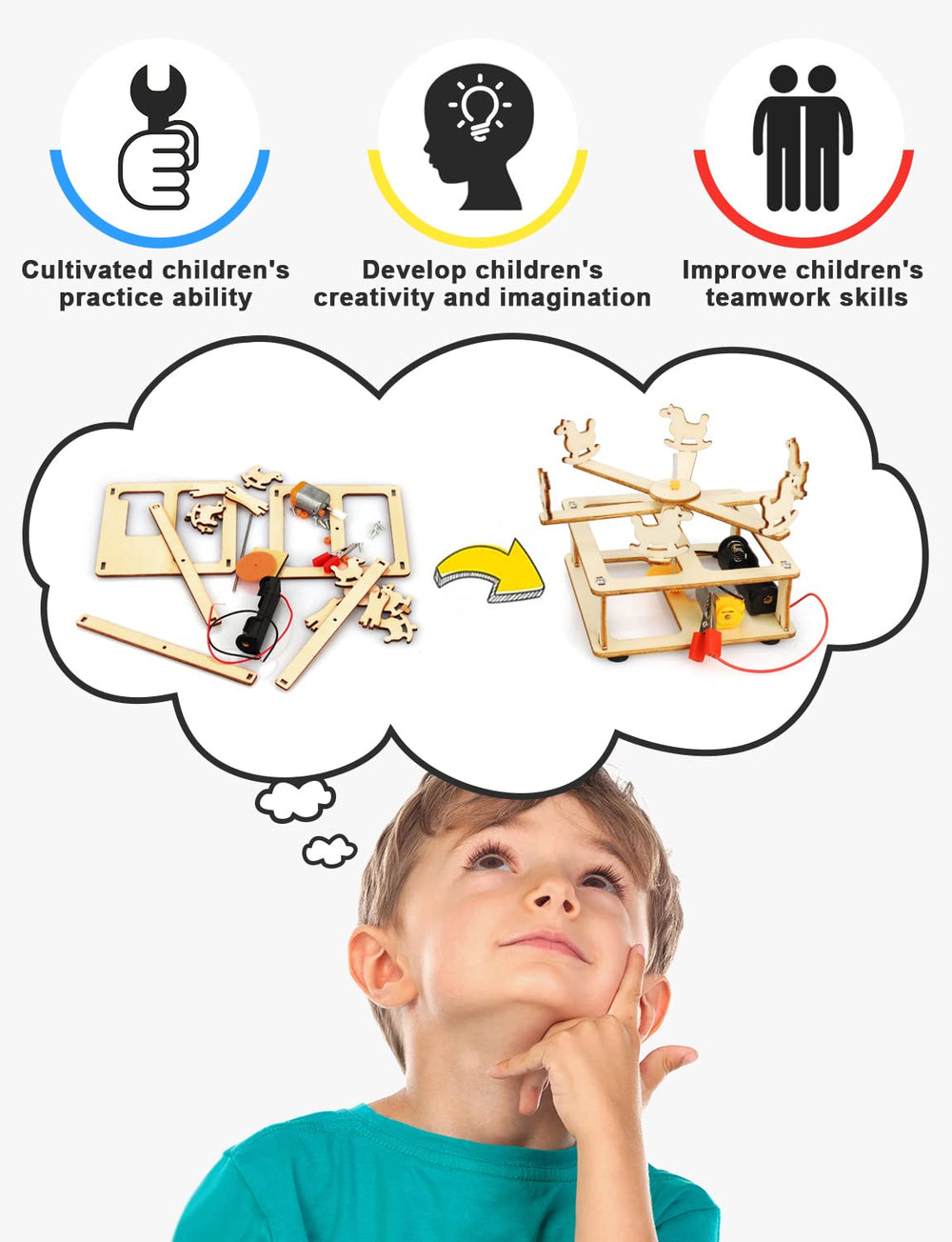 Poraxy carousel kit: fosters fine motor skills during creative building.