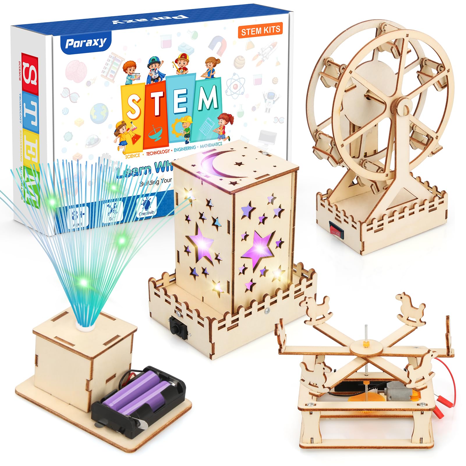 Poraxy ferris wheel kit: colorful display and hands-on learning at home.