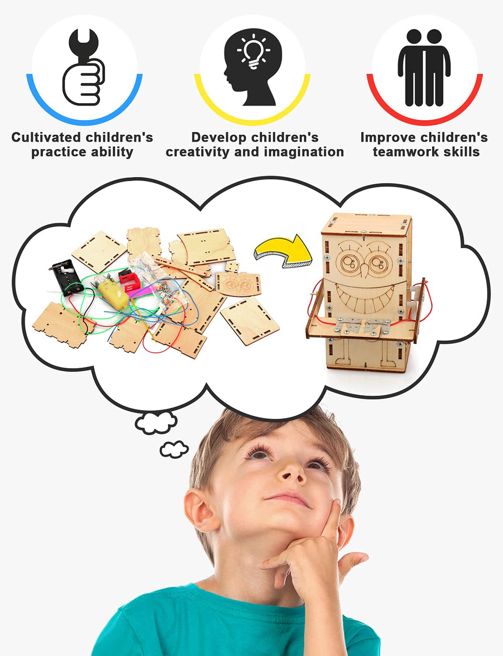 Poraxy pre-cut wooden boards simplify assembly for a mess-free STEM session