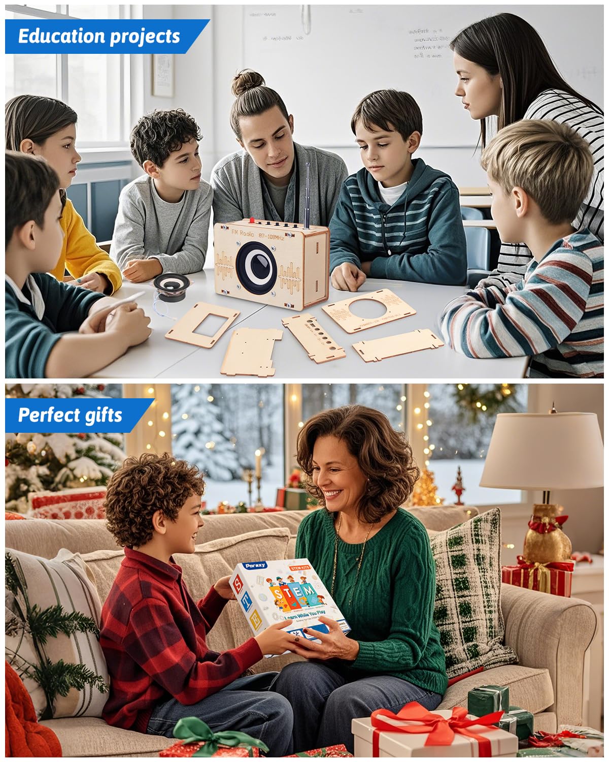 Poraxy radio kit assembly guide shows step-by-step building process.