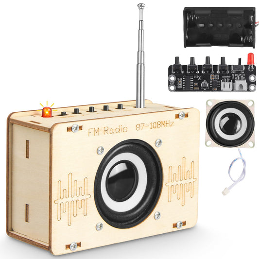 Poraxy radio kit front view shows a compact STEM toy for curious kids.