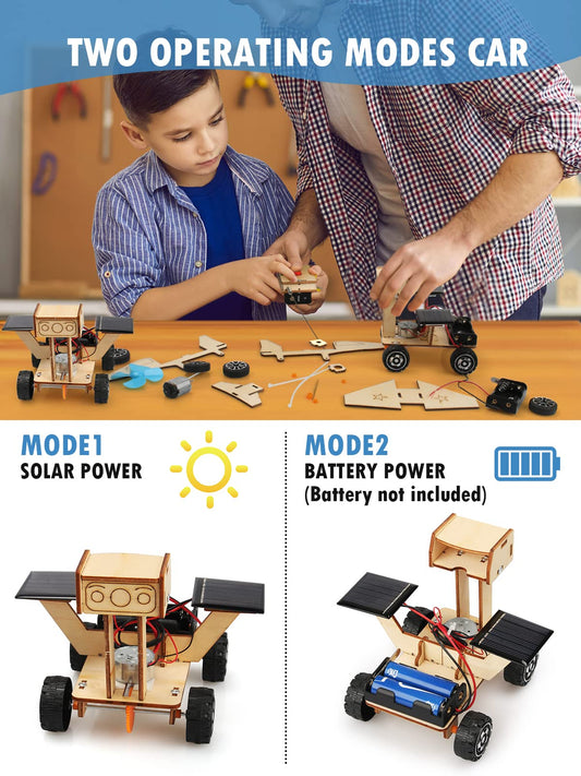 Poraxy STEM model car kit solar car demonstrates renewable energy concepts in action.