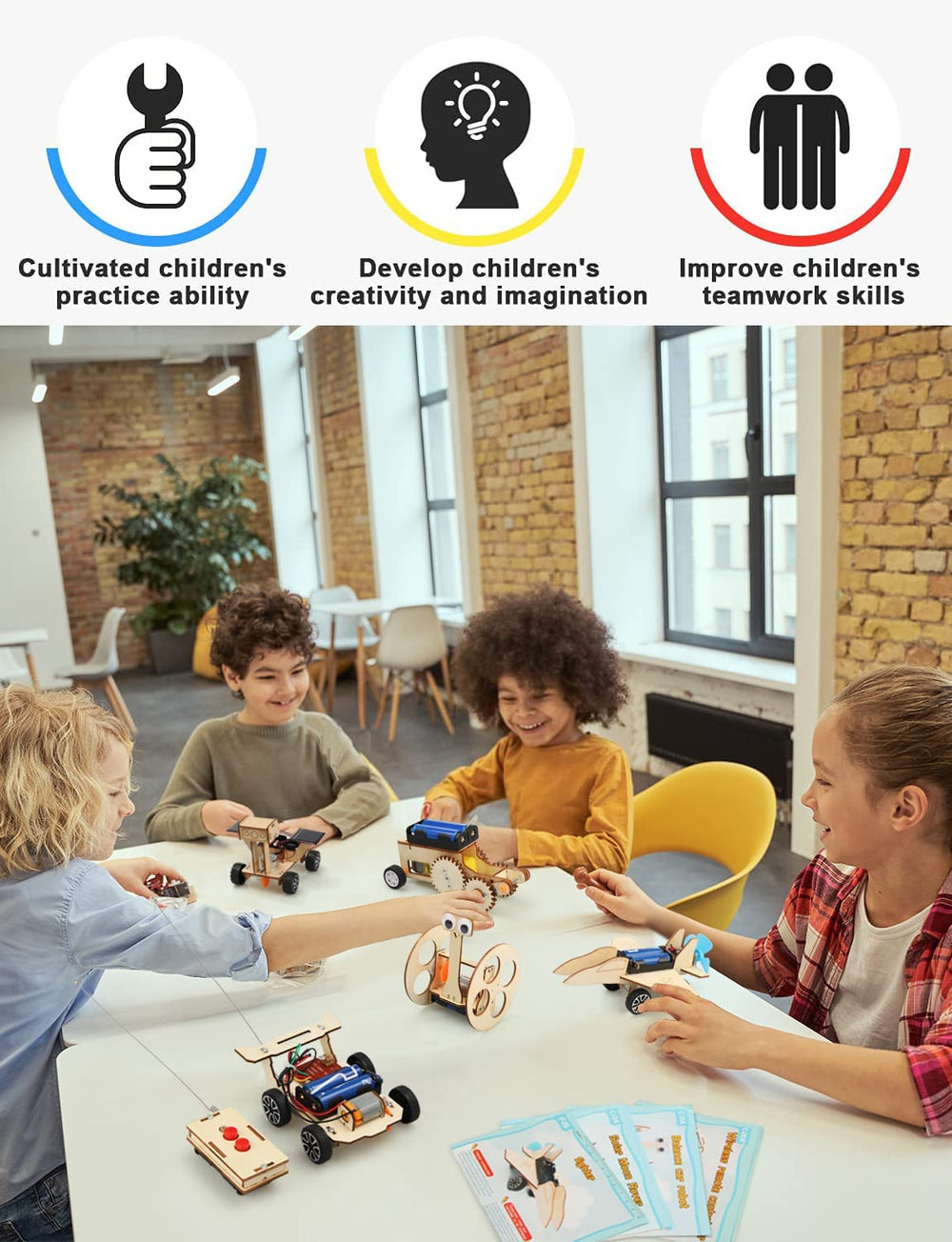 Poraxy STEM model car kit wood puzzles offer tactile, durable construction for building.