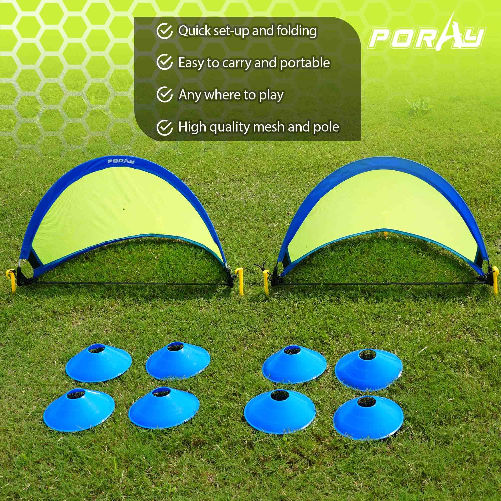Porayhut folded-goal in carry bag for compact storage.