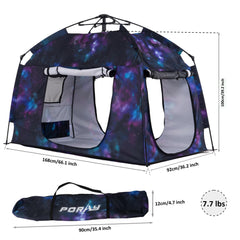 Interior of Porayhut Galaxy tent offering a private space for play.