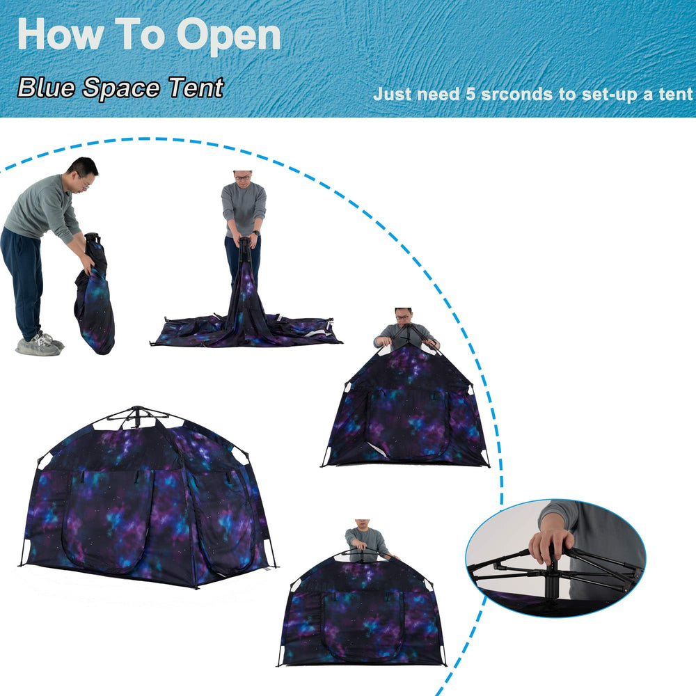 Soft, durable fabric of the Galaxy tent feels comfortable for kids.