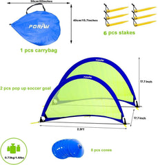 Porayhut goal assembly and pegs shown for quick setup.