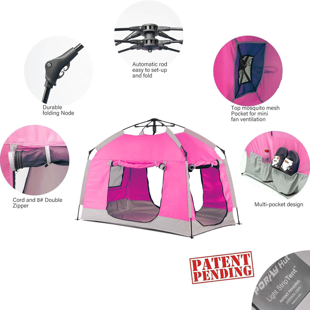 Porayhut Kids Play Tent features three zip doors and two windows for airflow.