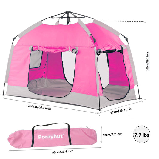 Porayhut Kids Play Tent LED light strip adds cozy night ambiance.
