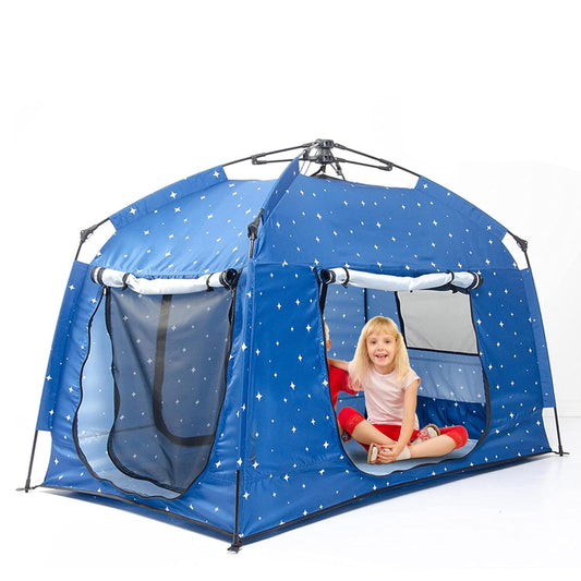 Porayhut Kids Play Tent side view showing private space for focused play and parent interaction
