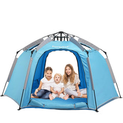 Porayhut portable hexagon tent with LED lights creates a cozy play space.