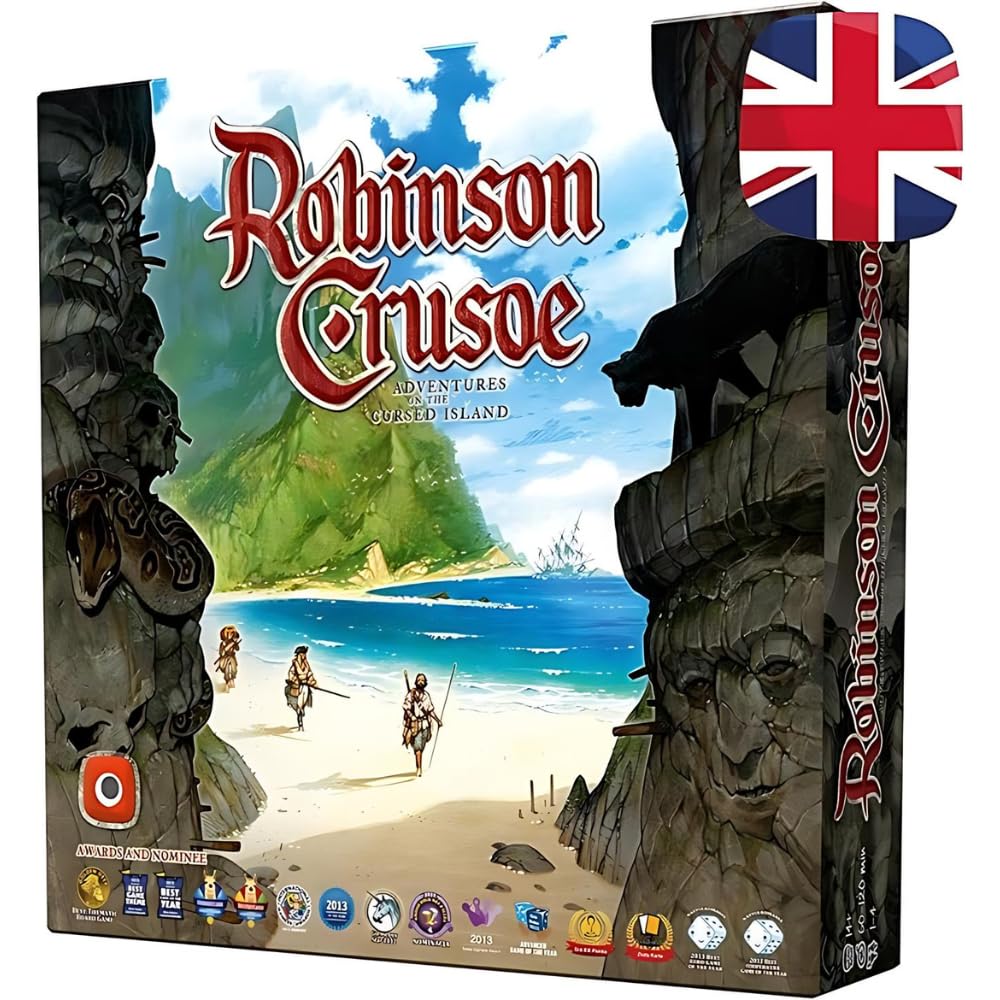 Portal Games' Robinson Crusoe box cover for immersive cooperative adventure