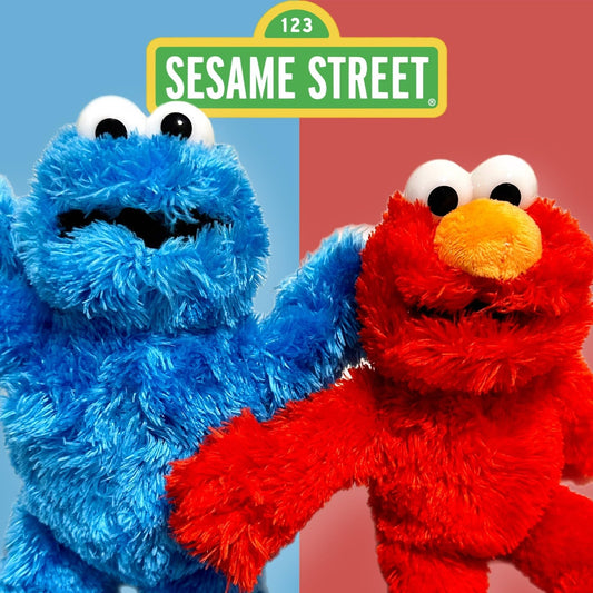 Posh Paws Sesame Street Cookie Monster plush 8-inch close-up, cozy texture for nap time
