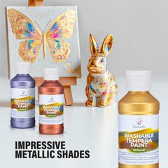 Positive Art Metallic Tempera color 5 bottle delivers bold coverage with a shimmering finish