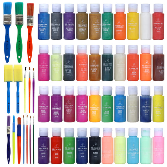 Positive Art tempera paints with 15 brushes for kid-friendly painting sessions.