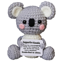 POSSHE Koala Gifts crochet koala closeup highlights soft yarn for comforting hugs.