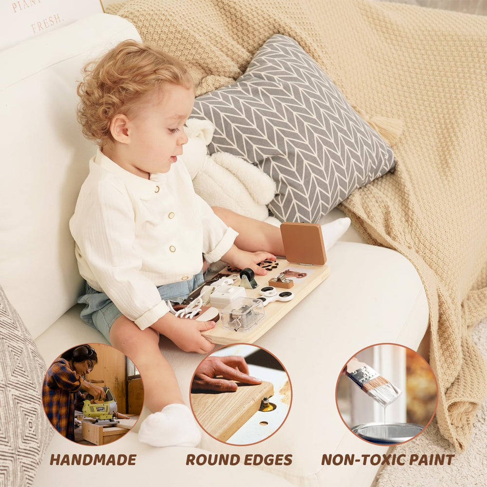 Potatomato Busy Board Screw Nut builds dexterity with screw activities
