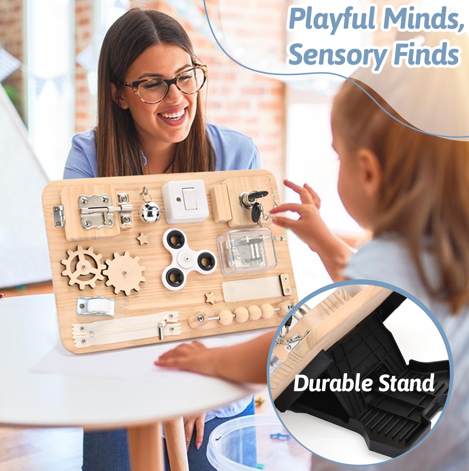 Potatomato Busy Board portable design supports screen-free travel entertainment.