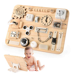Potatomato Montessori Busy Board: wooden activity for toddlers enhances fine motor skills