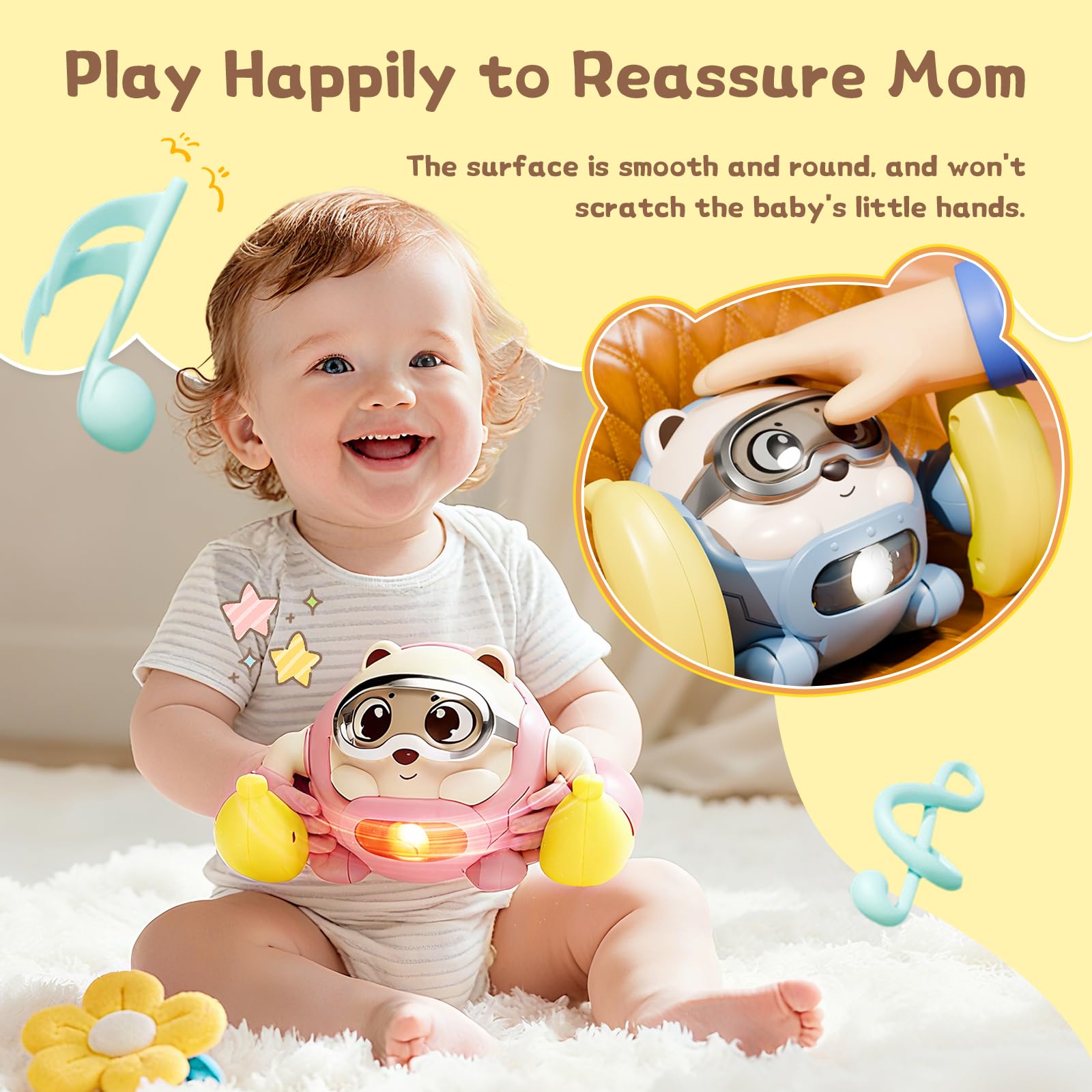 Potroxdom bear crawling toy with obstacle navigation to boost crawling curiosity