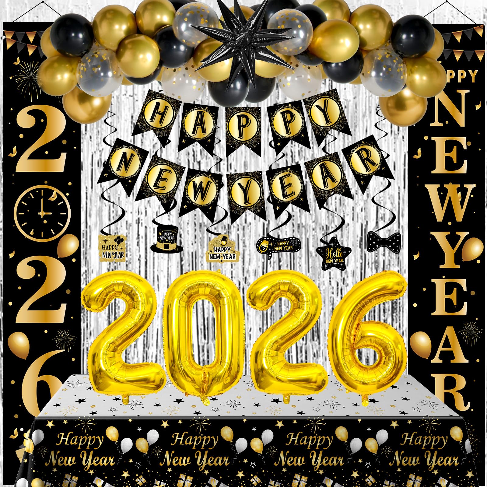 Pounira 2026 NYE door banner adds festive entryway decor.