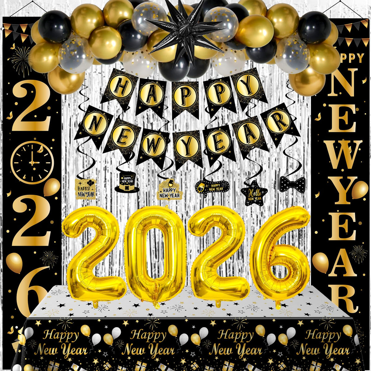 Pounira 2026 NYE door banner adds festive entryway decor.