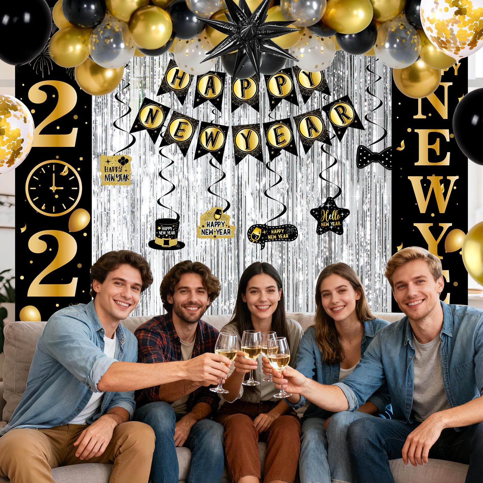 Pounira hanging swirls bring movement and sparkle to party corners.