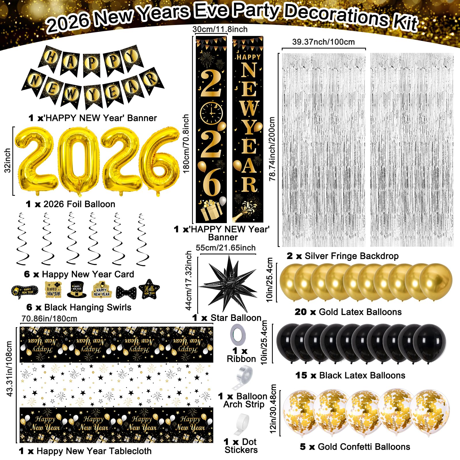 Pounira silver foil backdrop adds shine to NYE scenes.