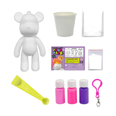 Pour Palz clear acrylic bear displays swirl art ready to wear or share.